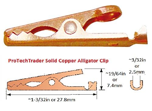 Solid Copper Alligator Clips (4 Pack) Crocodile Jaw Soldering Heat Sink &amp; DIY Test Clip Wire Connector Rated for 5 Amps (5a) &amp; Up to 12 ga (12awg) Wire