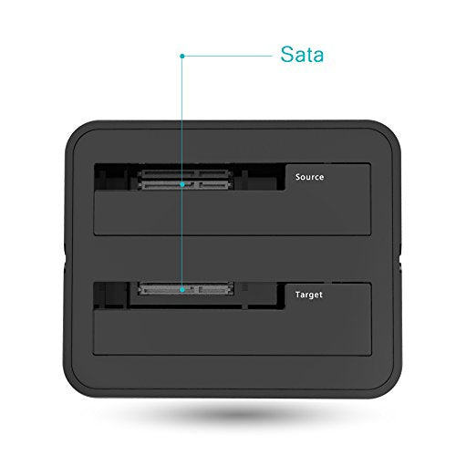 USB 3.0 and USB C to SATA Dual-Bay External Hard Drive Docking Station for 2.5/3.5 Inch HDD/SSD with UASP (6Gbps), Support Offline Clone/Duplicator Function [16TB X2 ]-Black