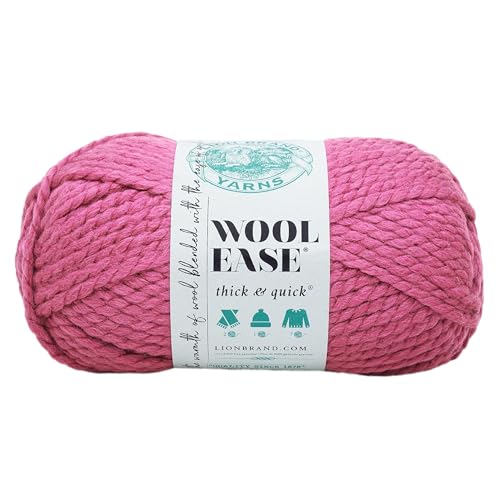 Wool-Ease Thick &amp; Quick Yarn, Soft and Bulky Yarn for Knitting, Crocheting, and Crafting, 1 Skein, Raspberry