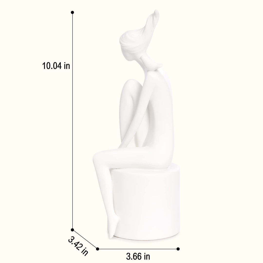 Quoowiit Ceramic Sculpture for Home Decor, Lady Figurines Woman Sculptures for Home Decor, Decorative Sculptures for Office, Shelf, Bedroom, Living Room - 259 White