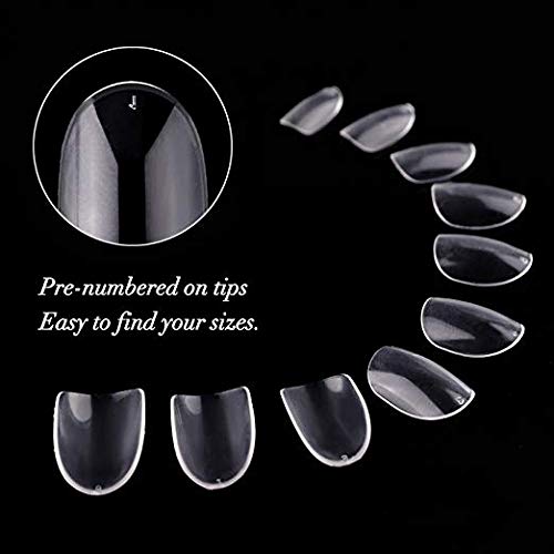 600Pcs Artificial Nails Short Oval Full Cover False Nail Acrylic Style Artificial False Nails 10 Sizes- for Nail Salons and DIY Nail Art (Oval Clear)