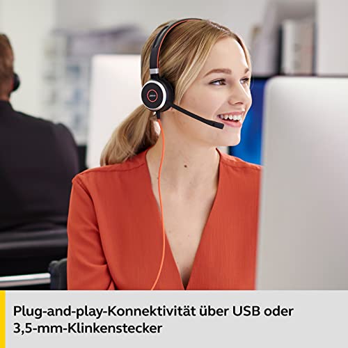 Jabra Evolve 40 Professional Wired Headset, Stereo, MS-Optimized – Telephone Headset for Greater Productivity, Superior Sound for Calls and Music, 3.5mm Jack/USB Connection, All-Day Comfort Design