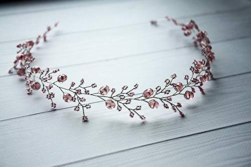 Bride Wedding Hair Vine Accessory Hair Piece Beaded Bridal Headpiece for Women and Girls (Purple)
