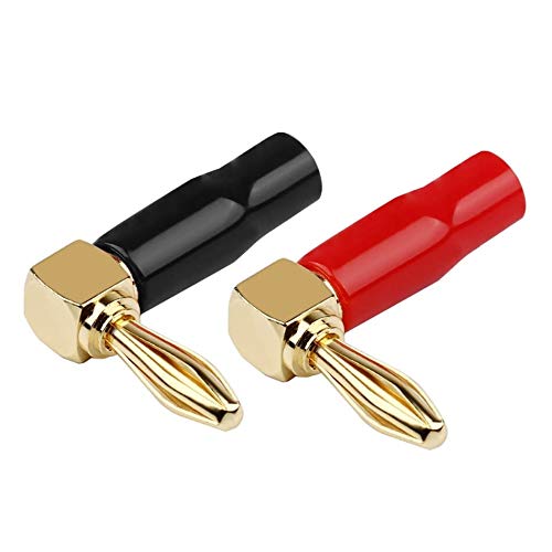 Goaycer 4mm Banana Plugs Right Angle 6 Pairs, 24k Gold 
