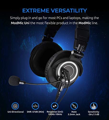 ModMic USB Attachable Noise-Cancelling Microphone with Mute Switch Compatible with Mac, Windows PC, PlayStation 4, and More