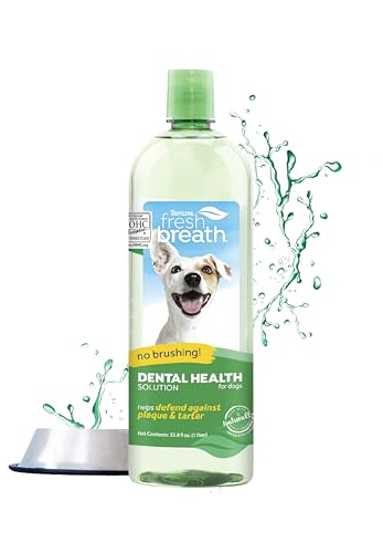 Fresh Breath Water Additive for Dogs | Dog Breath Freshener &amp; Teeth Cleaning Solution | No Toothpaste or Toothbrush Required | 33.8 oz