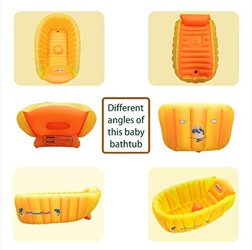 Relaxing Baby Inflatable Baby Bathtub, Newborn Baby Bathtub seat for Infant, Non-Slip Baby Pool for Sitting up, Portable Toddler tub Shower, Foldable Travel tub with Pool Toy &air Pump Accessories.
