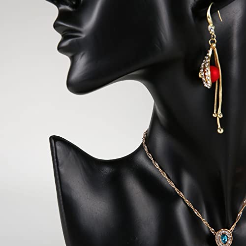 Jewelry Display Stand, Mannequin Earring Stand, Black Resin Pendant, Boutique Bust Holder Organizer for Show Jewelry, Necklace, Earrings, Rings