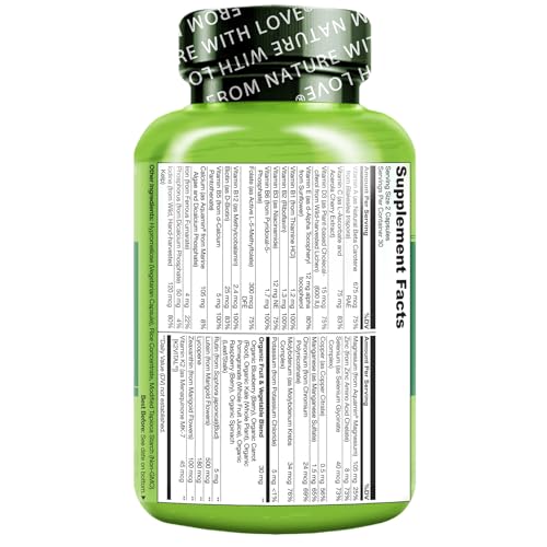 Teen Multivitamin - Whole Food Multivitamin - with Minerals for Teenage Boys & Girls - Supplement for Active Kids - Non-GMO - Vegan & Vegetarian - 60 Capsules