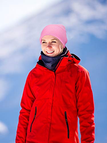 SATINIOR 3 Holes Ski Mask Full Face Cover Outdoor Balaclava Winter Knitted Neck Gaiter for Halloween Sports Cycling(Medium,Pure Pink)