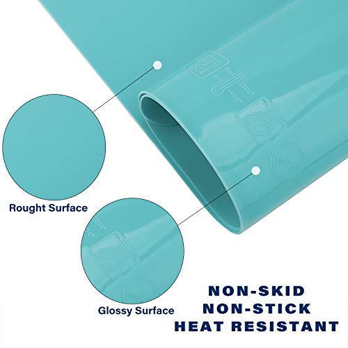 Extra Large Silicone Mat 23.6 x 15.7 inches, Silicone Crafts Sheet, Casting Molds Mat, Countertop Protector, Placemat Table Mat Desk Saver Pad, Nonstick Nonskid, Black Green
