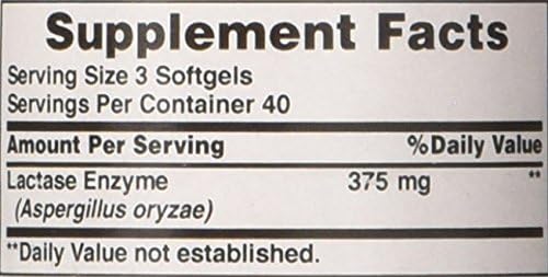 Lactase Enzyme, Milk and Dairy Digestant, Dietary Supplement Support for Digestion, and Cellular Energy Support, 40 Day Supply, 120 Softgels