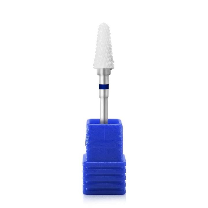 Ceramic Nail Drill Bit White Flame Nail Drill Bit for Electric Drill Manicure Machine Nail Salon Tool (Medium Blue)