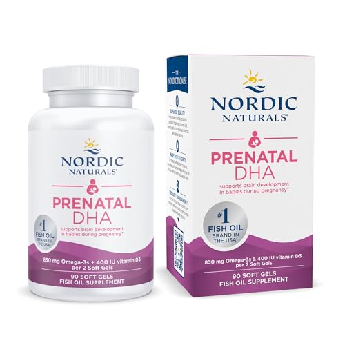 Prenatal DHA, Unflavored - 90 Soft Gels - 830 mg Omega-3 + 400 IU Vitamin D3 - Supports Brain Development in Babies During Pregnancy & Lactation - Non-GMO - 45 Servings