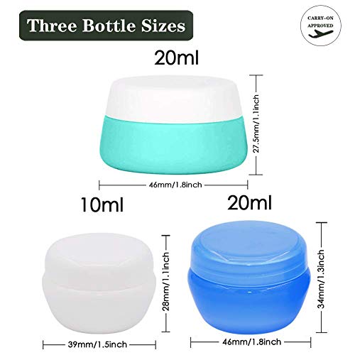 Travel Containers Sets Silicone &amp; PP Cream Jars for Toiletries Empty Lotion Leak-proof &amp; TSA Approved Bottles Accessories with Hard Sealed Lids for Cosmetic Makeup Face Cream (9 Jars)