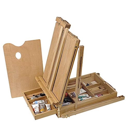Monet Wooden French Easel with Linen Shoulder Carry Strap - Portable Lightweight Art Easel with Storage for Adults - Ideal for Drawing,Painting - Supports Canvas up to 32