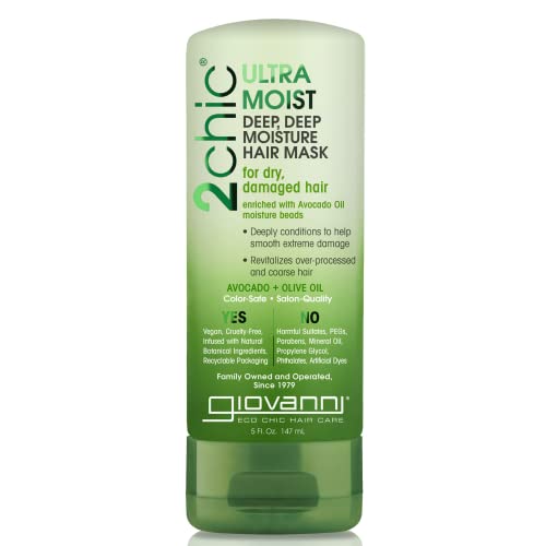 Organic 2Chic Olive Oil & Avocado Ultra-Moist Deep Moisture Hair Mask (No Parabens, Sulphates, Mineral Oil, Colours or PEG) USDA Certified Organic, 147ml