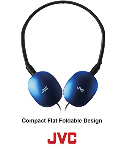 Blue Flat and Foldable Colorful Flats On Ear Headphone with 3.94 foot Gold Plated Phone Slim Plug HAS160A
