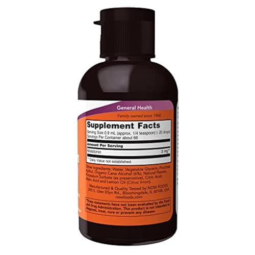 NOW Foods Supplements, Liquid Melatonin, 3 mg Per Servi