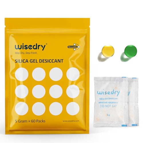 5 Gram [60 Packs] Food Grade Silica Gel Packets with Co