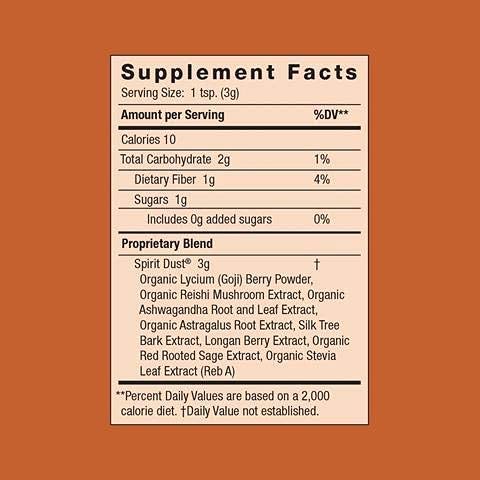 Moon Juice Spirit Dust Mood Support - Natural Mushroom Based Supplement - Reishi, Ashwagandha, Astragalus, Mimosa Bark, Longan Berry, Dan Shen & Goji - Vegan, Non-GMO, Gluten-Free (1.5oz)