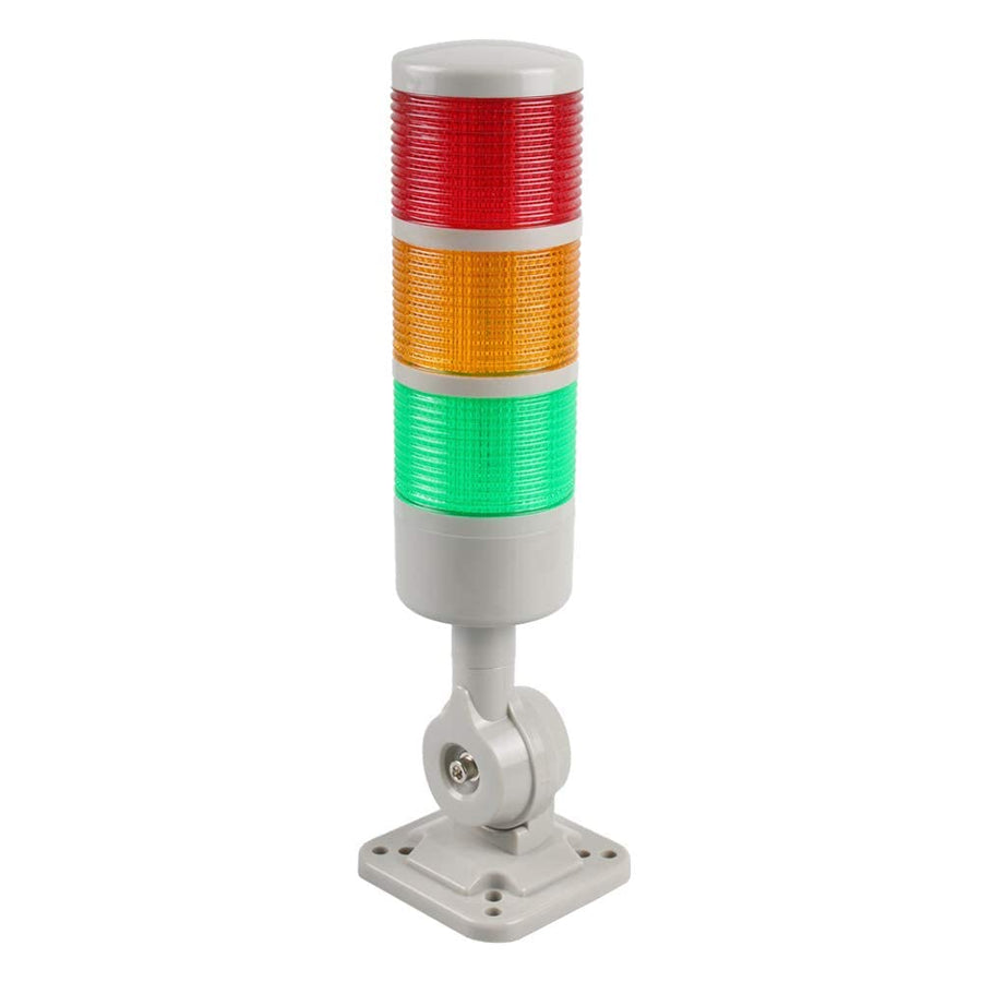 Led Signal Tower Stack Lights, Industrial Signal Warning Lights, Column Tower Lamp Andon Lights with Rotatable Base, Steady/Flashing Light Switchable,12V 24V DC(3-Layer, no Buzzer)