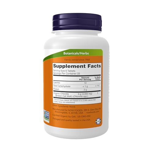 NOW Foods Supplements, Organic Chlorella 500 mg with na
