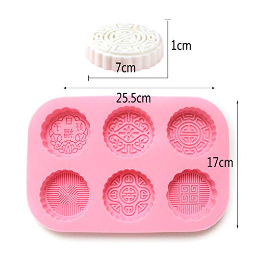 Soap Molds 6-Cavity Circle Silicone Mold Moon Cake Shape for Chocolate Candy Making Mould