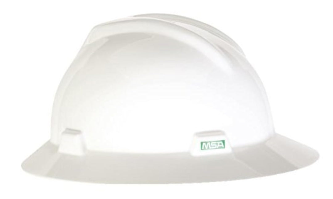 10058321 V-Gard Full-Brim Hard Hat With 1-Touch Suspension | Polyethylene Shell, Superior Impact Protection, Self Adjusting Crown Straps - Standard Size in White