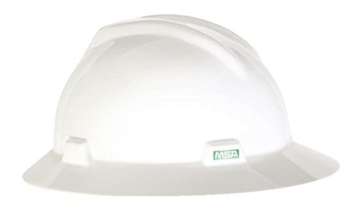 10058321 V-Gard Full-Brim Hard Hat With 1-Touch Suspension | Polyethylene Shell, Superior Impact Protection, Self Adjusting Crown Straps - Standard Size in White