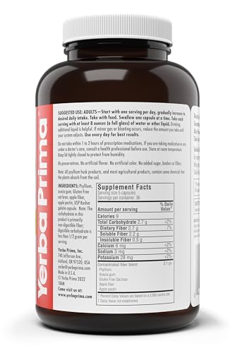 Yerba Prima Soluble Fiber Formula Capsules, 180 Count -