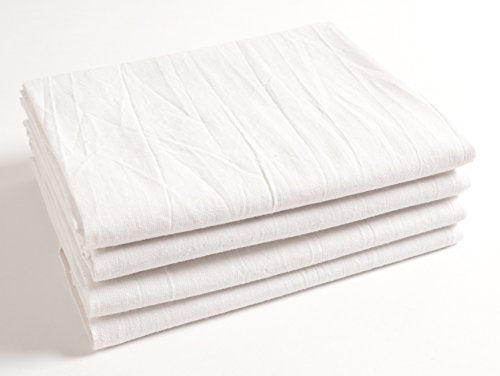 Flour Sack Kitchen Towels, White, Set of 4, 100% Cotton