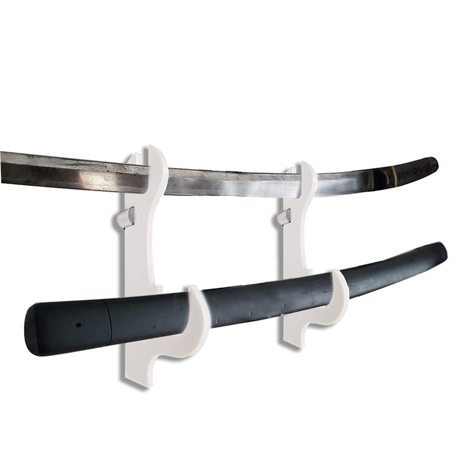 Sword Wall Mount,Sword Stand acrylic two-layer wall mounted samurai sword stand display stand, support all swords (White)