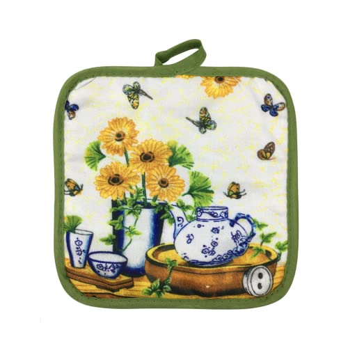 Kitchen Sunflower Dishtowel and Oven Mitts Set | Sunflower Kitchen Décor and Accessories| Sunflower Tea Towels with Oven Mitts and Pot Holders Sets | Sunflower Kitchen Towels Set with Mitts