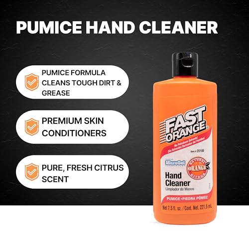 25108 Pumice Lotion, Heavy Duty Hand Cleaner, Natural Citrus Scent, Waterless Cleaner For Mechanics, Strong Grease Fighter, 7.5 oz