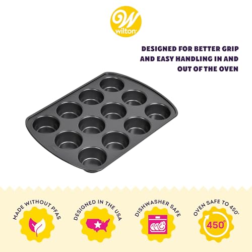Perfect Results Premium Non-Stick Cupcake Pan, 12-Cup Muffin Tin, Steel Baking Supplies