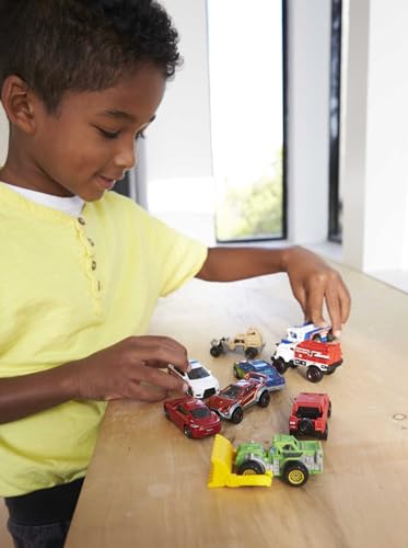 Cars, 9-Pack Die-Cast 1:64 Scale Toy Cars, Construction or Garbage Trucks, Rescue Vehicles or Planes (Styles May Vary).