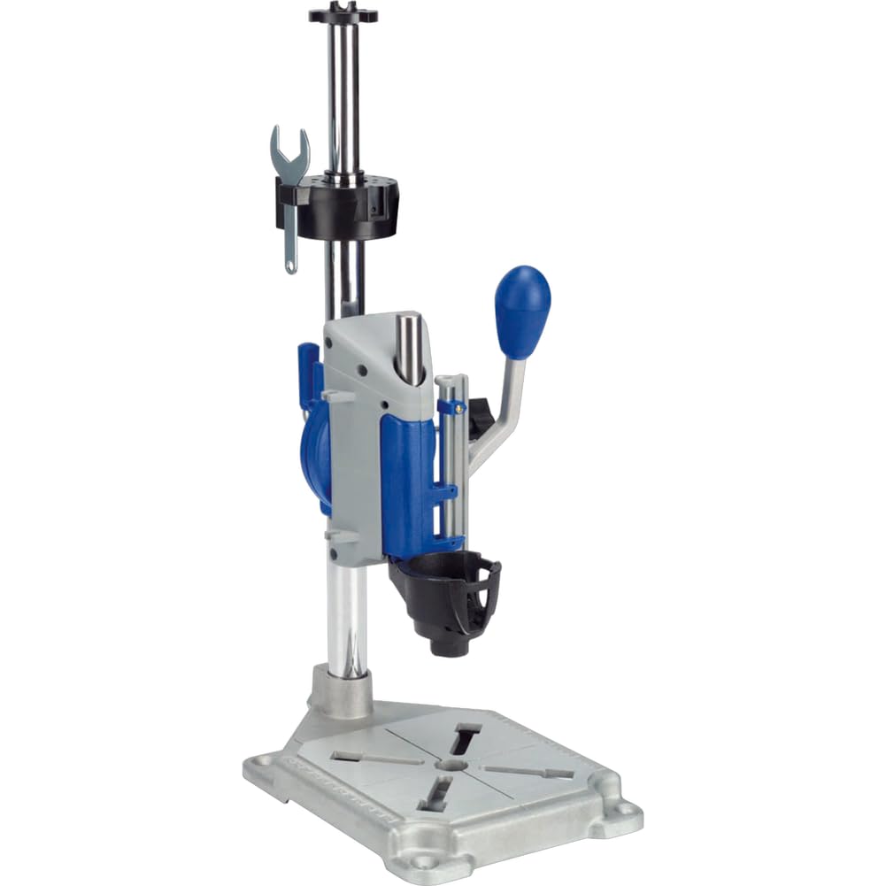 Drill Press Rotary Tool Workstation Stand with Wrench - Mini Portable Press &amp; Tool Holder - 2 Inch Depth- Ideal for Drilling Perpendicular and Angled Holes - 220-01