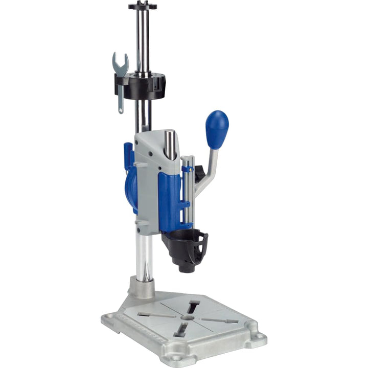 Drill Press Rotary Tool Workstation Stand with Wrench - Mini Portable Press &amp; Tool Holder - 2 Inch Depth- Ideal for Drilling Perpendicular and Angled Holes - 220-01