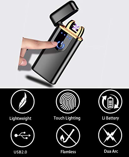 Electric Lighter, USB Rechargeable Double Arc Flameless