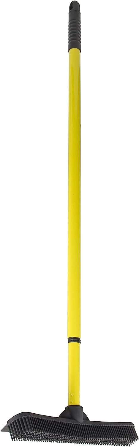 Original Pet Hair Rubber Broom with Squeegee, with 58 Telescopic Handle for Carpet, Tile and Hardwood