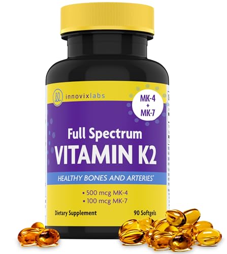 Full Spectrum Vitamin K2-90 Softgels with 600 mcg of Trans Form MK7 and MK4 - Supports General Health and Bone Strength - Soy and Gluten Free K2 Vitamin Supplement