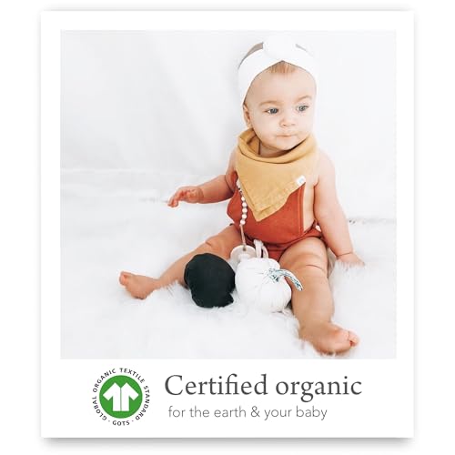 Indi - Premium GOTS Certified Organic Bandana Scarf Bib, Dual Layer, 4-Way Reversible Baby Bandana Bib, Muslin Baby Bibs for Boys or Girls