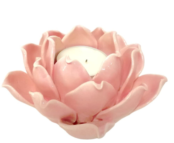 Pretty Home Ceramic Lotus Candle holder Handmade Petals