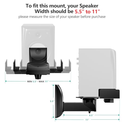 WALI Speaker Wall Mounts, Dual Side Clamping Bookshelf 