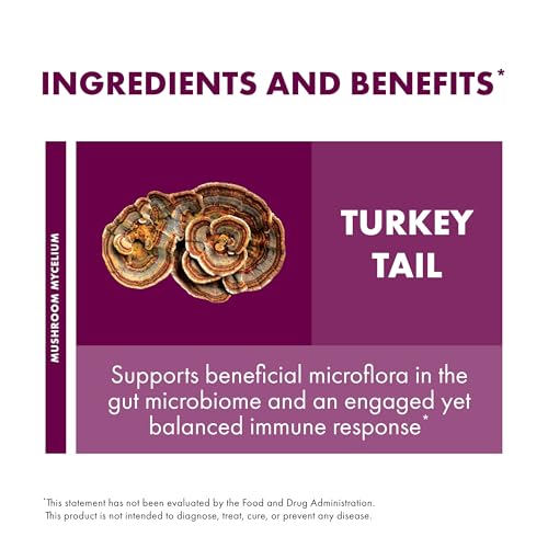 Turkey Tail Capsules - Digestive Health &amp; Immune Response Support Supplement - Mushroom Supplement for Gastrointestinal &amp; Gut Microbiome Support - 120 Capsules (60 Servings)*