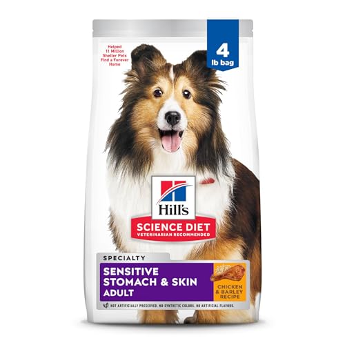 Hill&#39;s Science Diet Sensitive Stomach &amp; Skin, Adult 1-6, Stomach &amp; Skin Sensitivity Support, Dry Dog Food, Chicken Recipe, 4 lb Bag