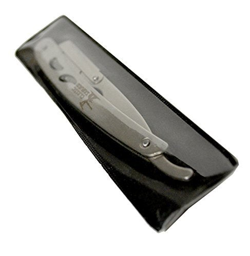 CS-102 Stainless Steel Professional Barber Straight Edge Razor with 200 Derby Single Edge Razor Blades