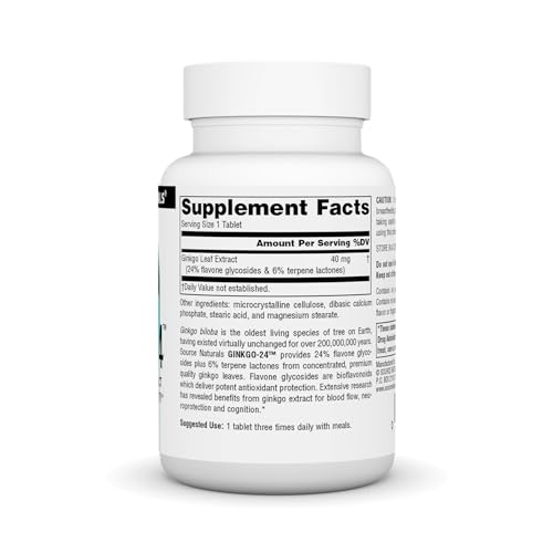 Source Naturals Ginkgo-24 - Ginkgo Biloba Extract Supports Mental Acuity* - 40 mg, 120 Tablets