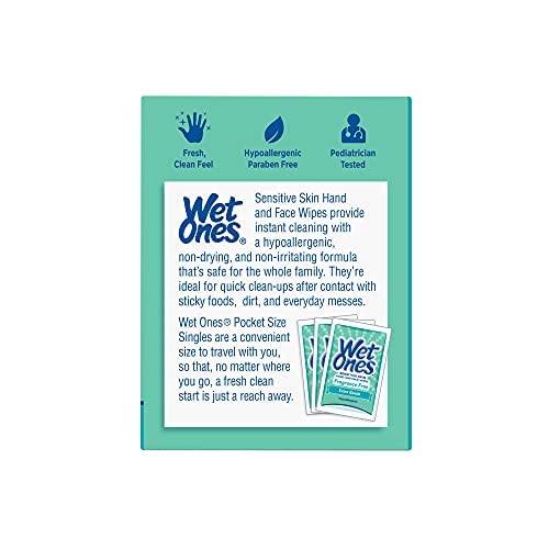 Singles Sensitive Skin Individually Wrapped Hand Moist Wipes, 24 Count (Pack of 1)